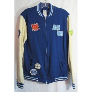 Disney Monsters Inc Blue Patches Back Embroidered Varsity Sweat Jacket XS EUC